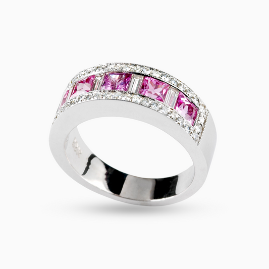 Natural Pink Sapphire Ring with Pure Silver (925) (RING0910)
