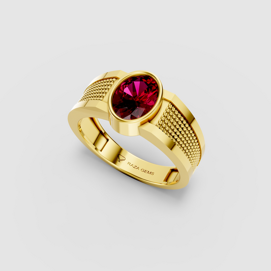 Eloise – 18K Solid Gold Oval-Cut Citrine Granulated Texture Ring