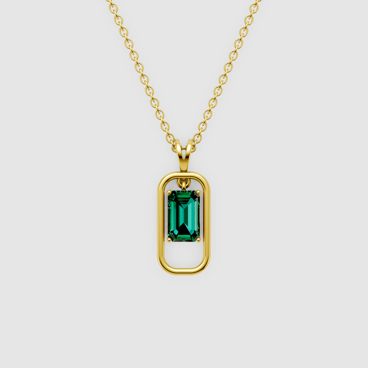 Clara – Emerald Cut Solitaire Geometric Pendant in 18KT Gold