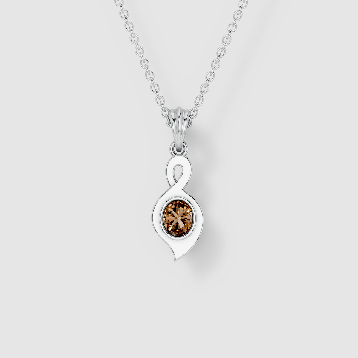 Karen - 18K Gold Smoky Topaz Infinity Twist Solitaire Pendant (Pendant Only)"