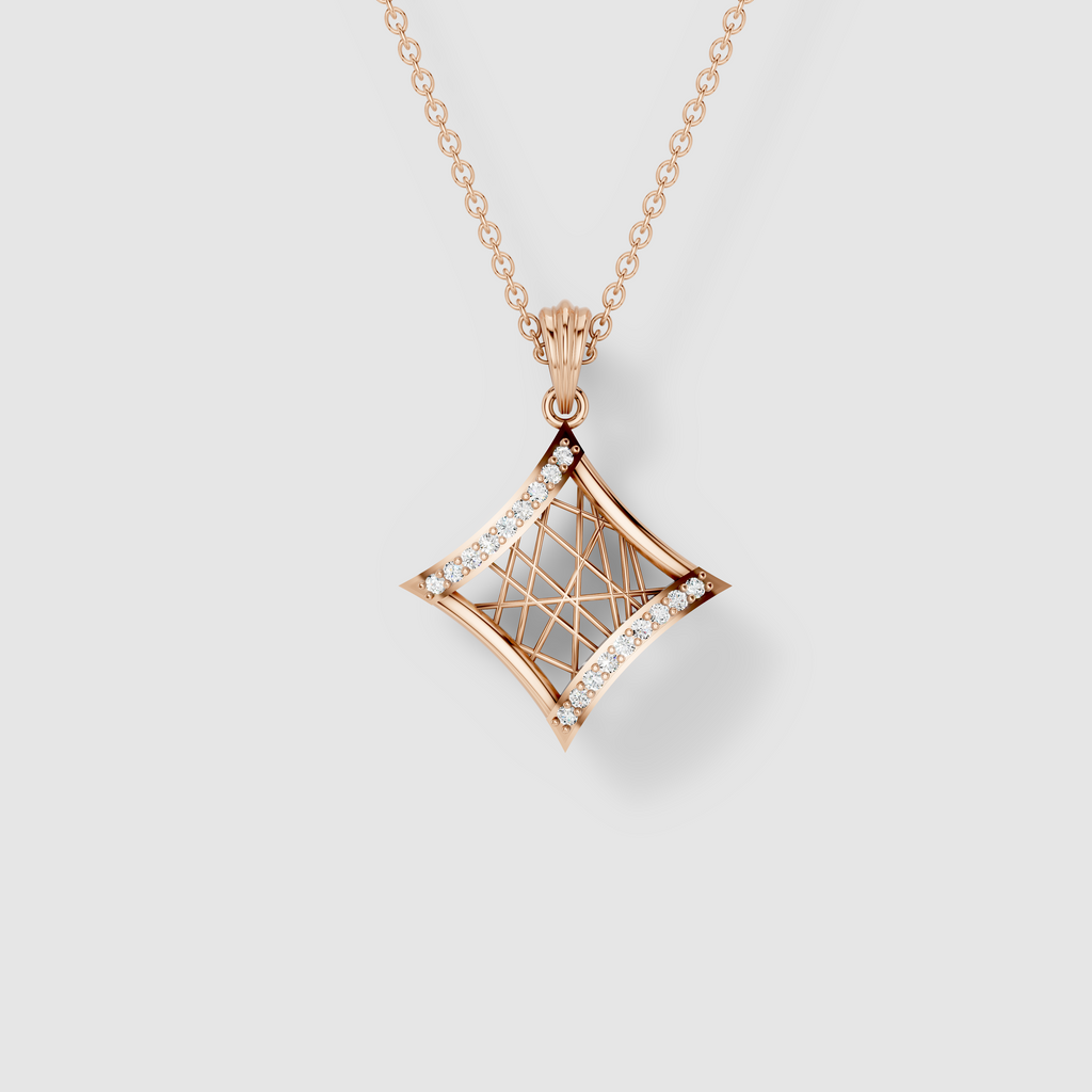 Rebecca - 18K Gold Geometric Rhombus Moissanite Pendant (Pendant Only)"