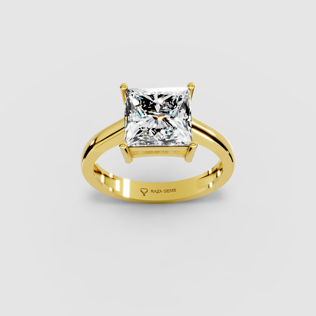 Aurora – Princess-Cut Moissanite Solitaire Engagement Ring in 18KT Gold