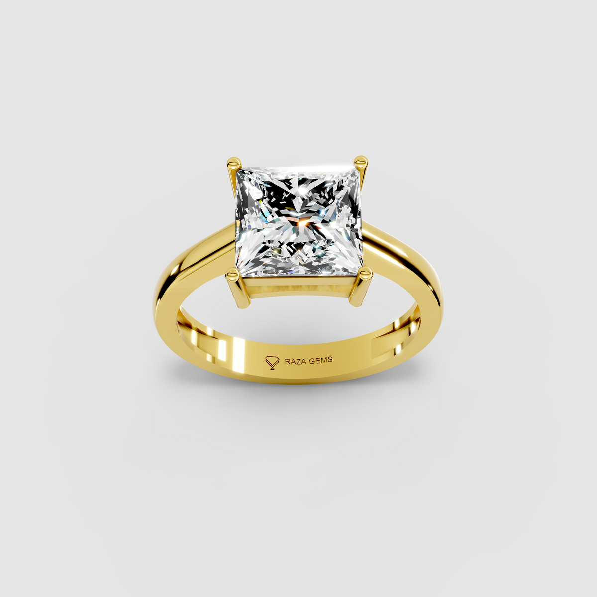Aurora – Princess-Cut Moissanite Solitaire Engagement Ring in 18KT Gold