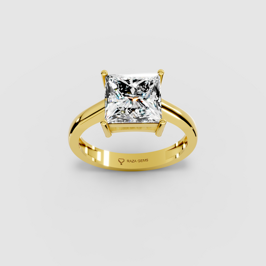 Aurora – Princess-Cut Moissanite Solitaire Engagement Ring in 18KT Gold