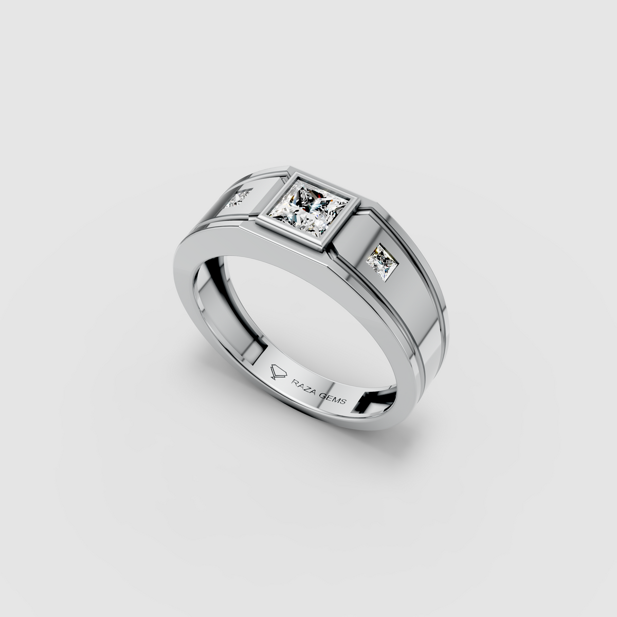 Luna – 18K Gold Trio Princess Cut Moissanite Architectural Ring