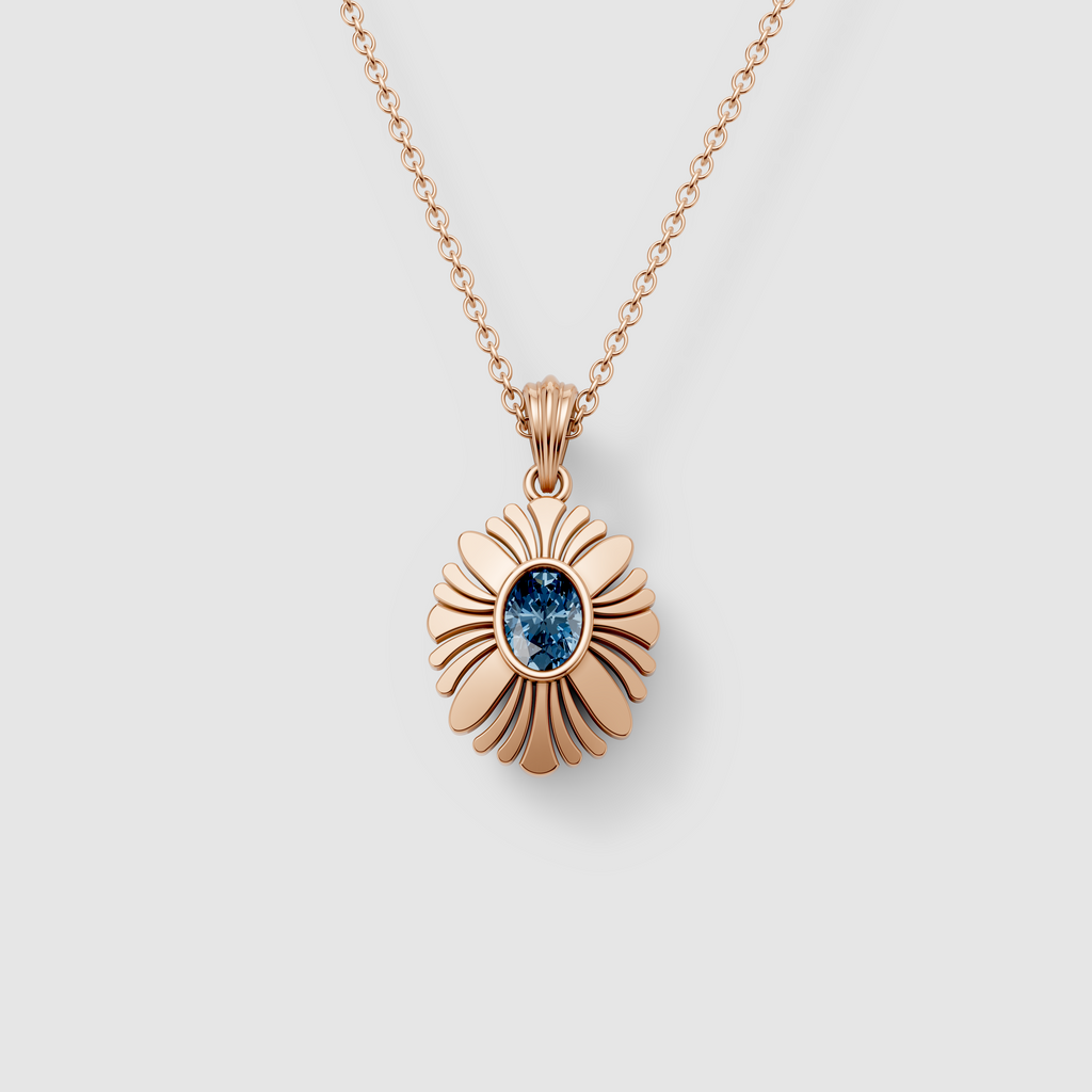 Susan - Solid 18K Gold Blue Sapphire Floral Medallion Pendant"