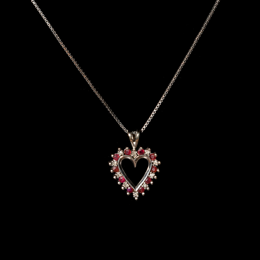 Natural Ruby Gemstone with 18K Gold Heart Shaped Necklace for Ladies (NECK1019)