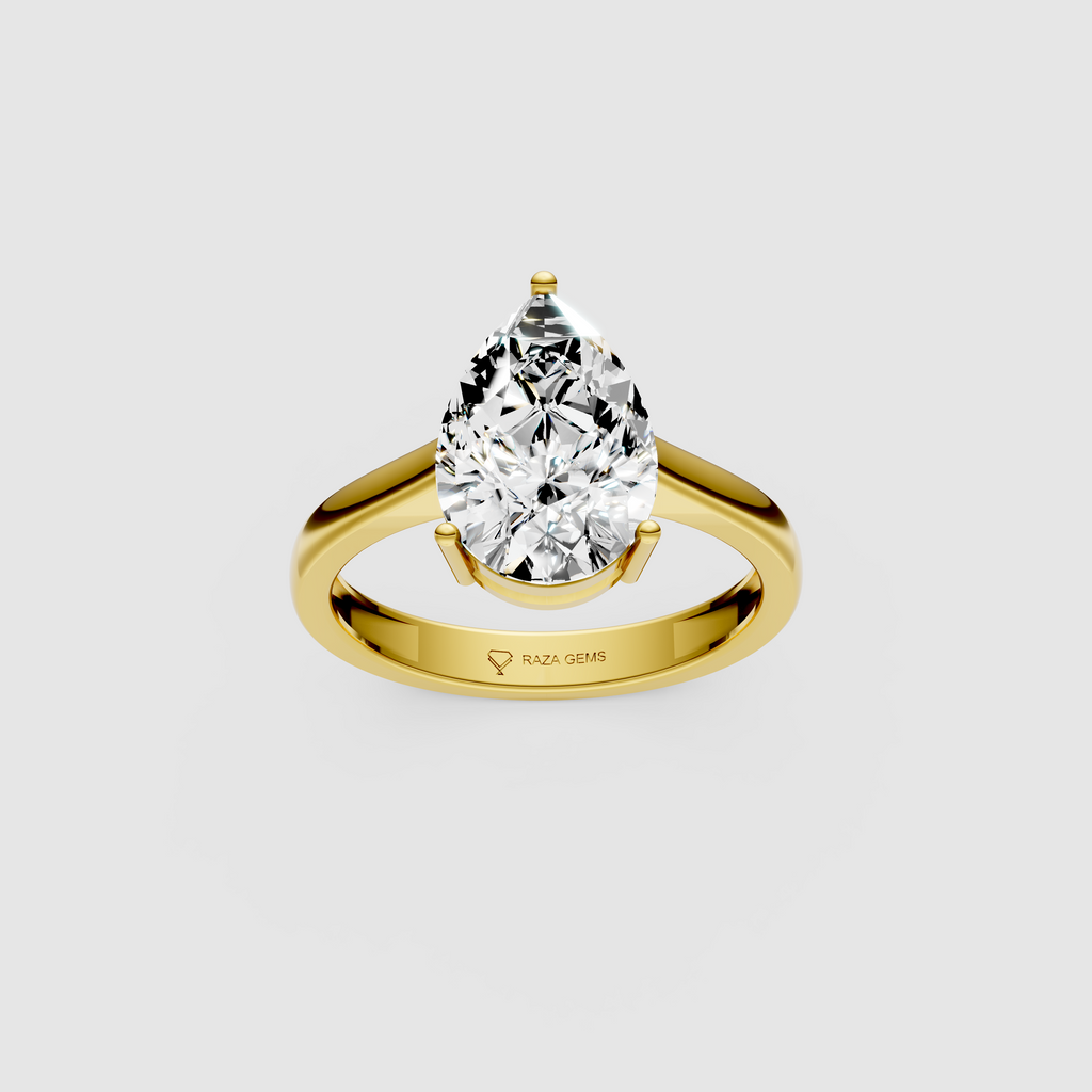 Essence – 18K Solid Gold Pear Moissanite Minimalist Statement Ring