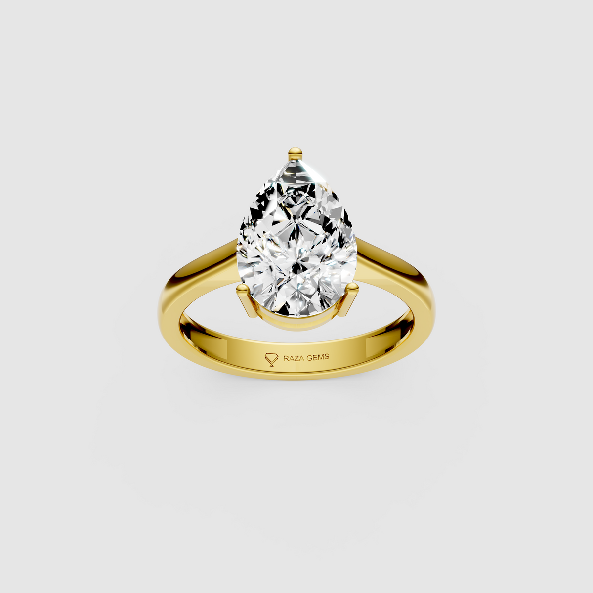 Essence – 18K Solid Gold Pear Moissanite Minimalist Statement Ring