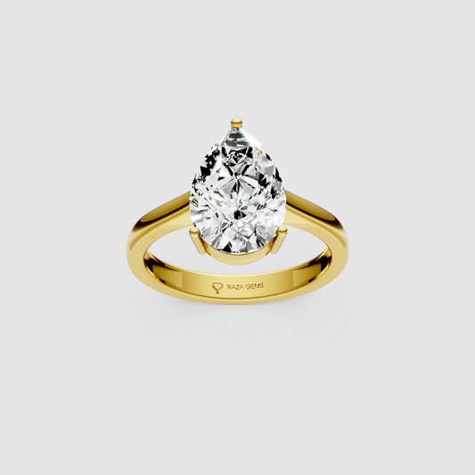 Essence – 18K Solid Gold Pear Moissanite Minimalist Statement Ring