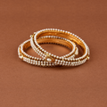 Mother of Pearl Nature Gemstone with 18K Gold Set of Two Bangles for Women (BAN1010)