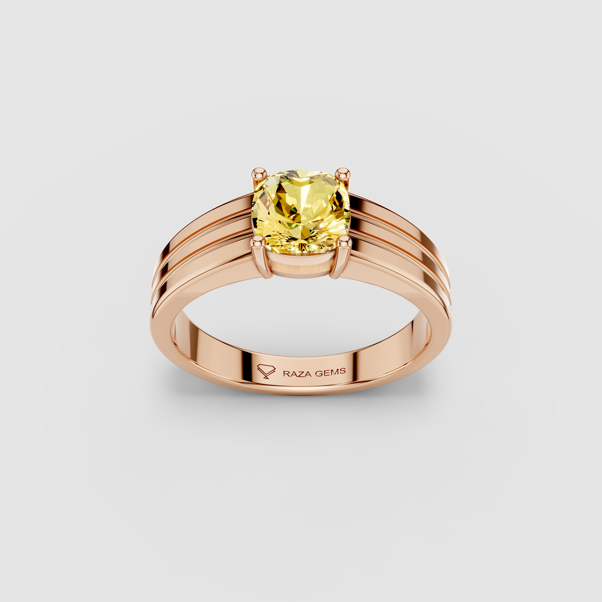 Juliana - 18K Gold Cushion Yellow Sapphire Signet Ring