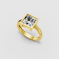 Phoebe – Princess Cut Moissanite Bezel-Set Engagement Ring in 18KT Gold