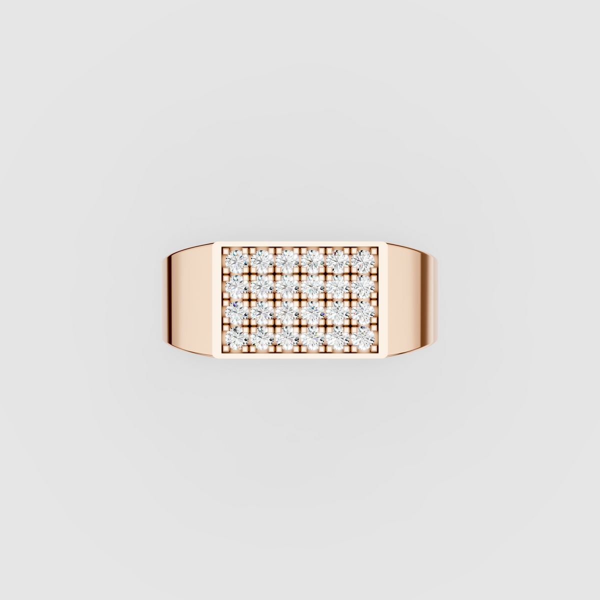 Mia - 18K Gold Pavé Moissanite Rectangular Signet Ring