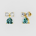 Sharon - 18K Gold Aquamarine & Sparkling Moissanite Drop Earrings"