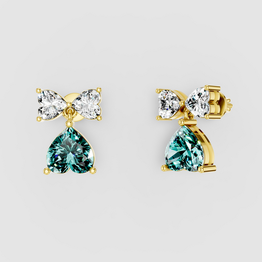 Sharon - 18K Gold Aquamarine & Sparkling Moissanite Drop Earrings"