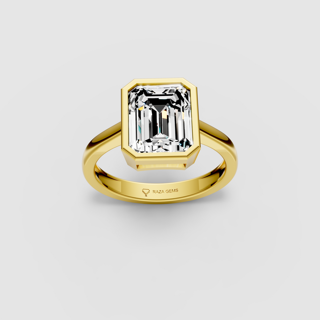 Natural Moissanite Stone Ring in 18K Yellow Gold