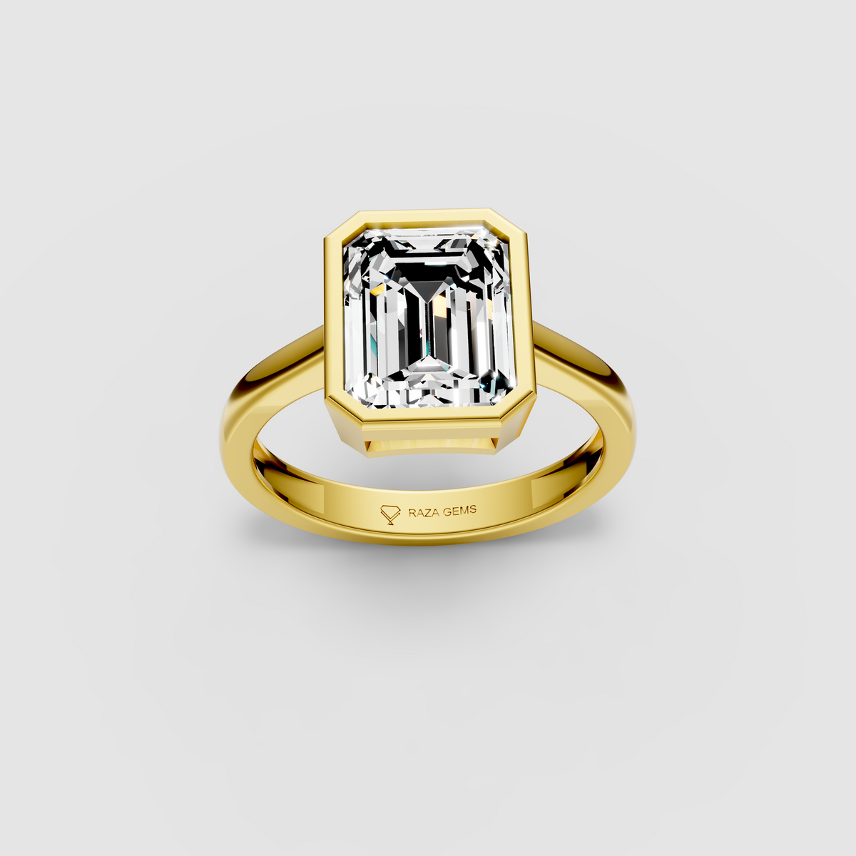Natural Moissanite Stone Ring in 18K Yellow Gold