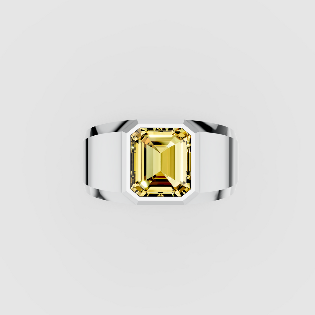Evelyn - Solid 18K Gold Radiant Emerald-Cut Yellow Sapphire Ring