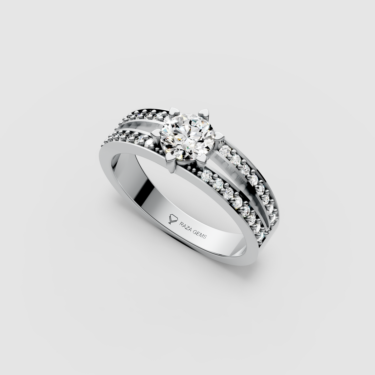 Bonnie – 18K Gold Moissanite Solitaire Engagement Ring with Accent Stones