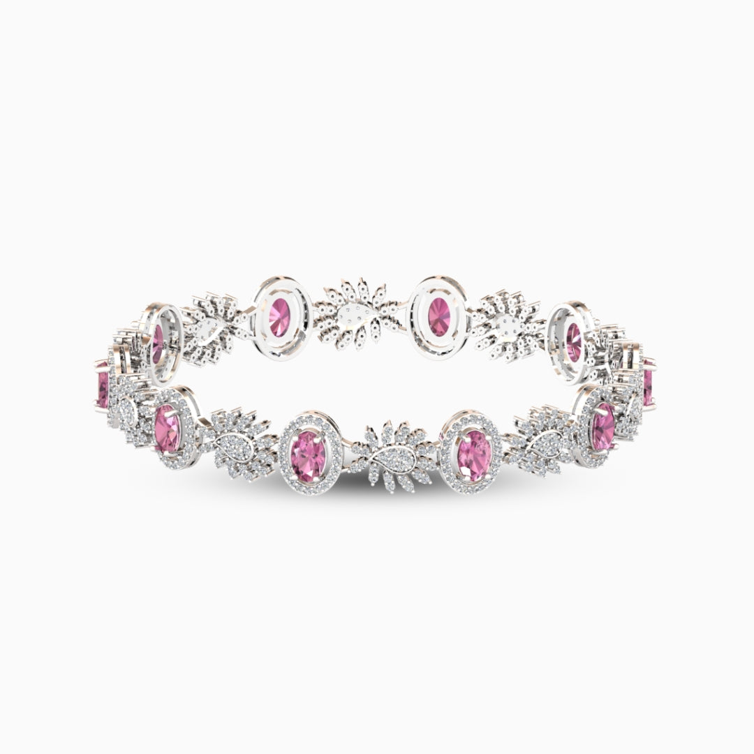 Rubellite Tourmaline Bangles - Lila - Whote Gold