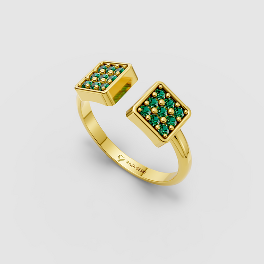 Delilah - Modern Open-Front Emerald Cluster Statement Ring in 18K Gold