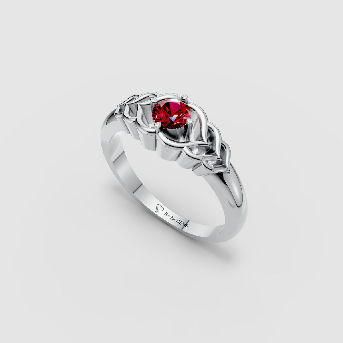 Thea – 18K Gold Round Ruby Vintage-Inspired Solitaire Ring