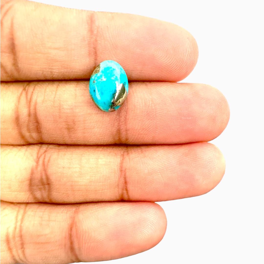 Natural Persian Turquoise 3.17 Carats Oval Cabochon Shape (9X12mm )