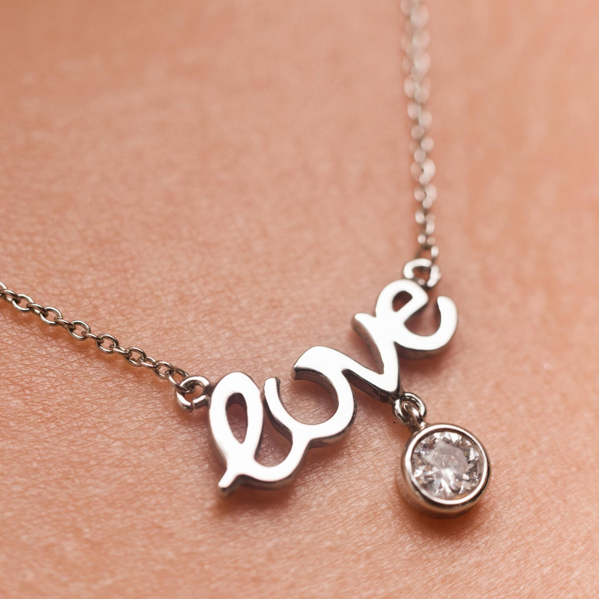 (PEN0097) White Zarcone Silver (Quality 925) Love Pendants