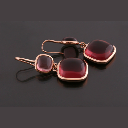 Red Garnet Fancy Cut In 18K Rose Gold Earrings for Womens (EAR0550)