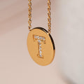 (PEN0098) White Moissanite Stone 18K Yellow Gold Alphabetic Pendant