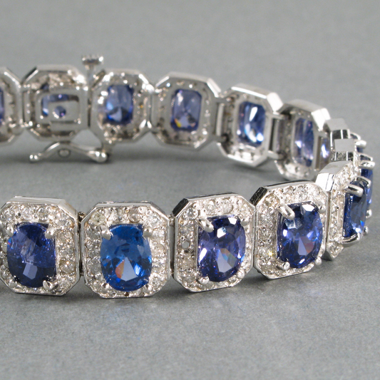 Blue Stone and Silver (Quality 925) Bracelet for Women (BRA0204)