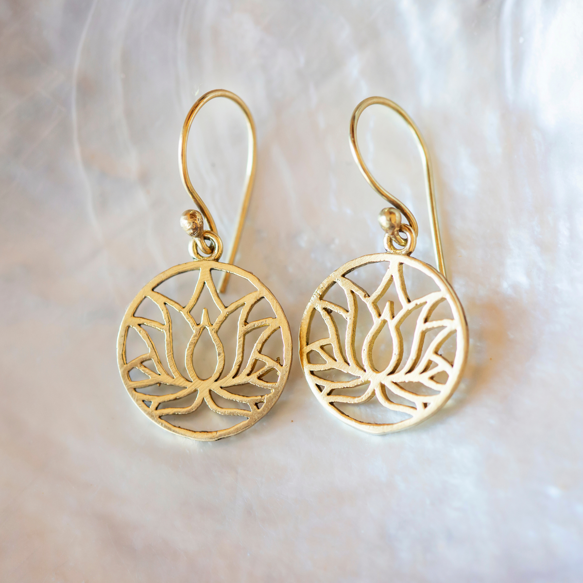 18K Yellow Gold Flower Earrings for Womens (EAR0580)