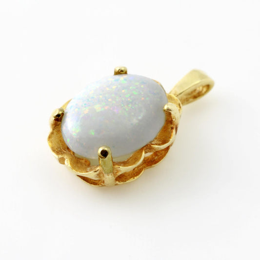 (PEN0103) 18K Yellow Gold Pendant with Natural Opal Gemstone