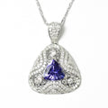 (PEN0104) Blue Stone Silver (Quality 925) Trilliant Shape Pendant