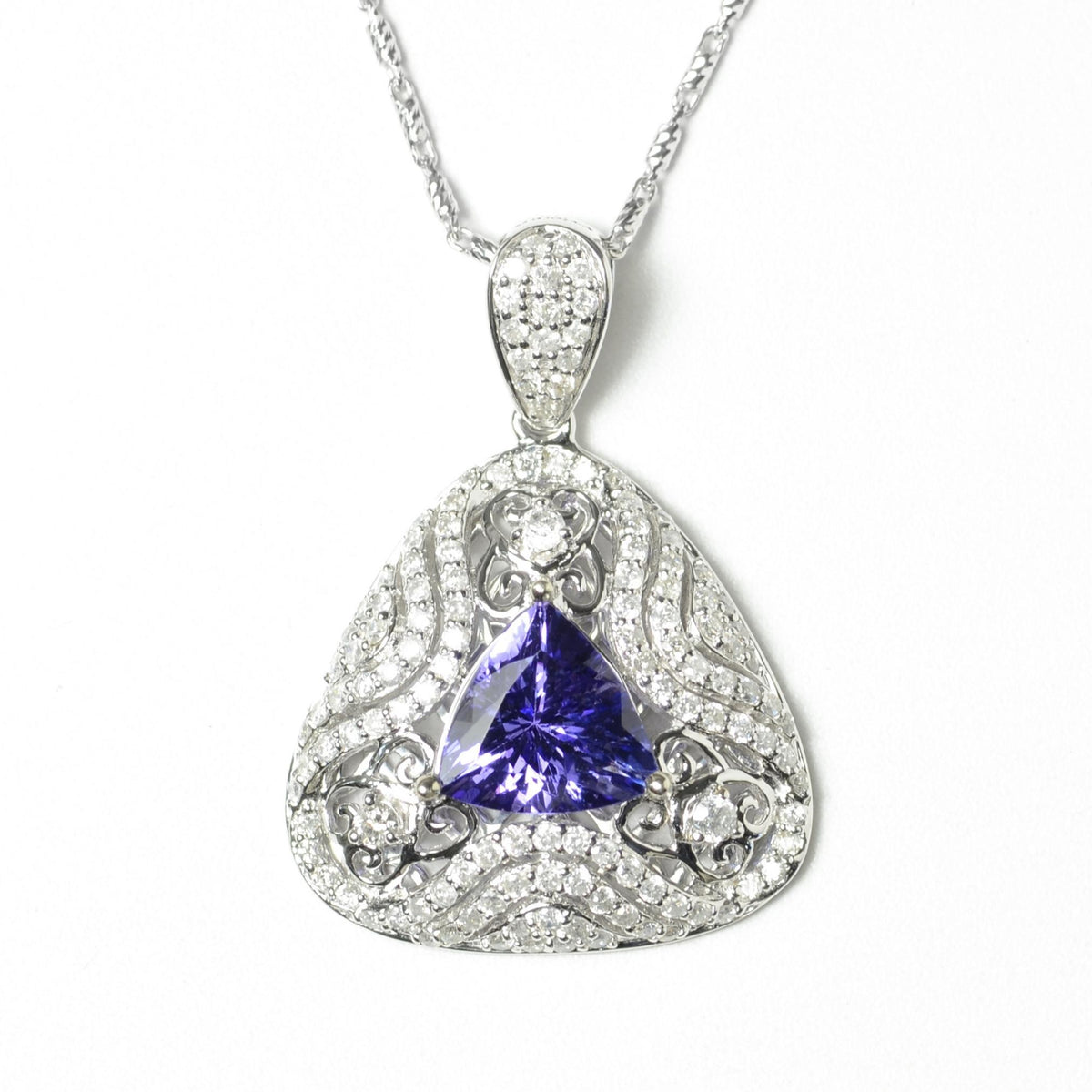 (PEN0104) Blue Stone Silver (Quality 925) Trilliant Shape Pendant
