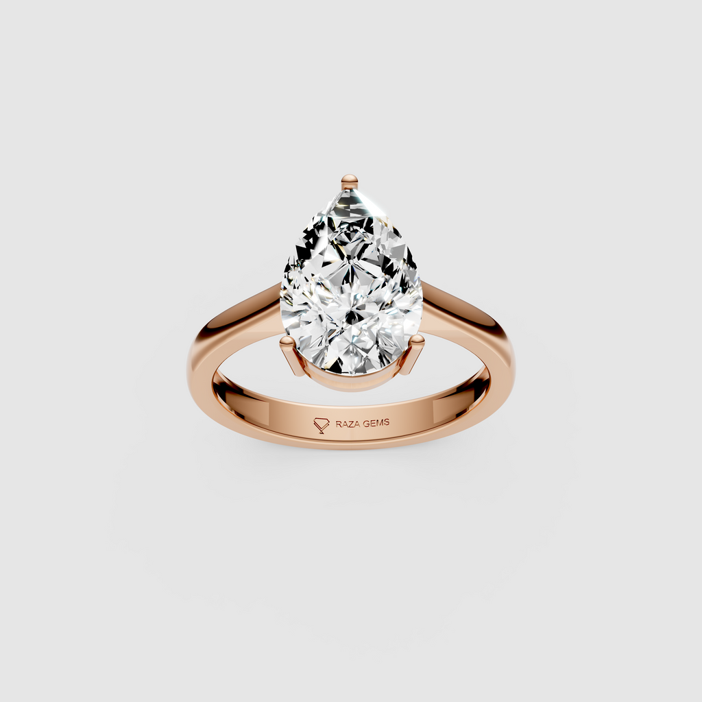 Essence – 18K Solid Gold Pear Moissanite Minimalist Statement Ring