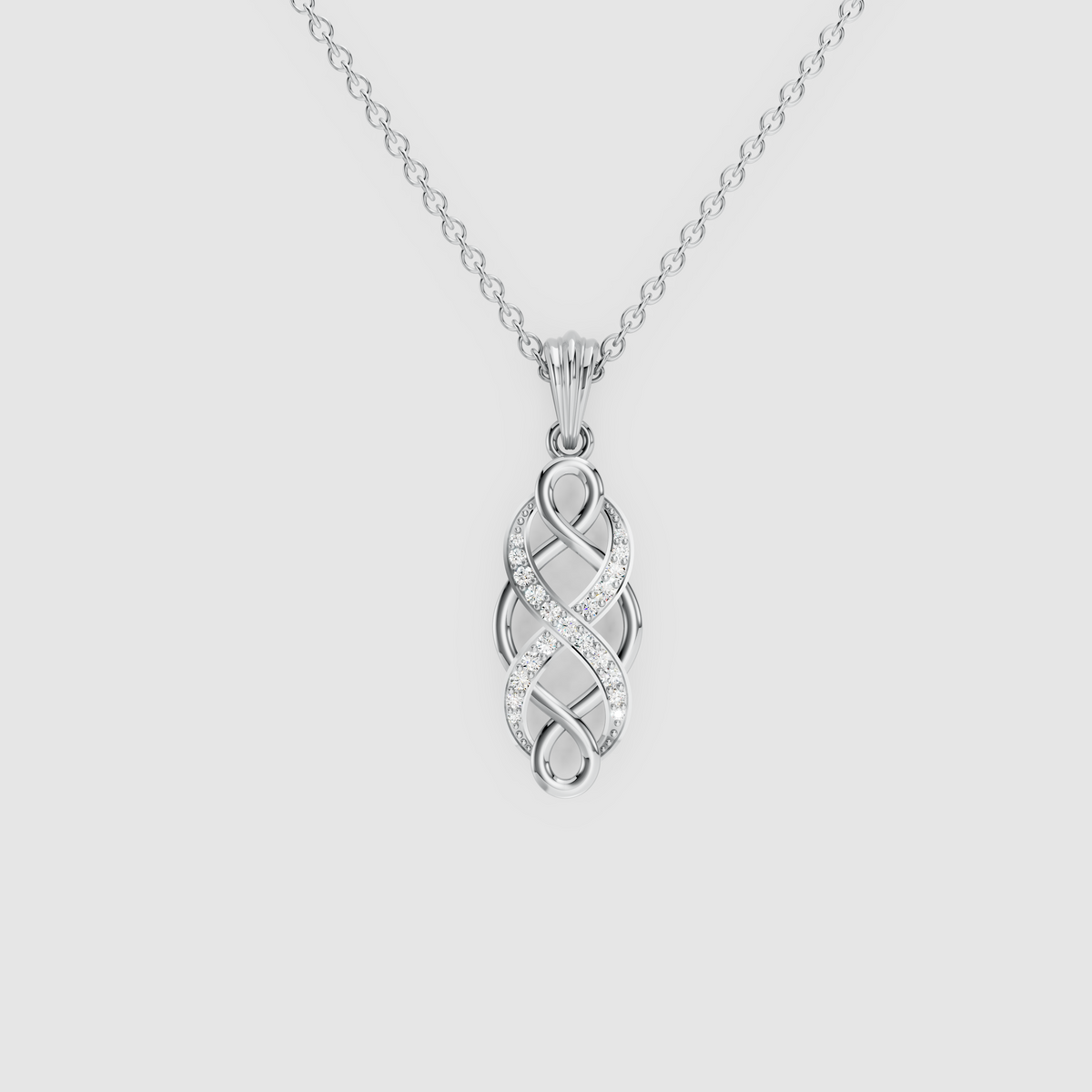 Seraphina – 18K Gold Interwoven Infinity Twist Moissanite Drop Pendant