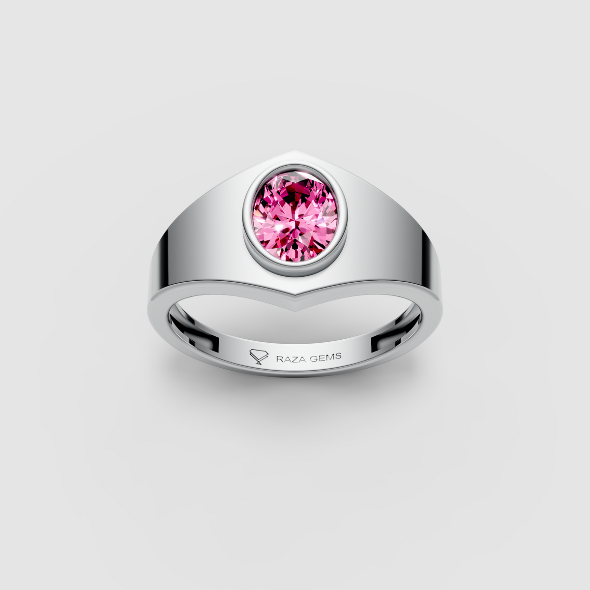 Molly - Pink Sapphire Signet Ring in 18K Solid Gold