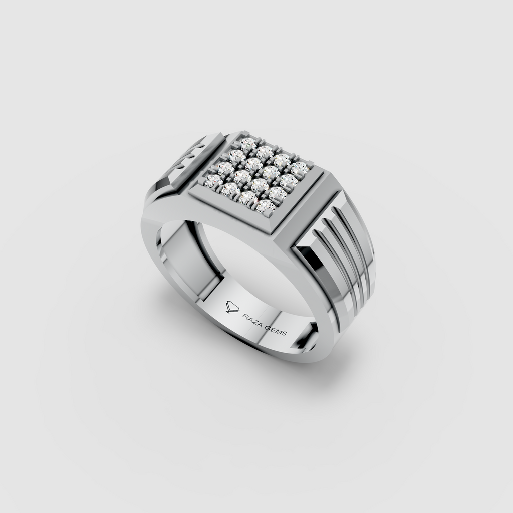 Iris – 18K Solid Gold Pave Moissanite Square Signet Ring