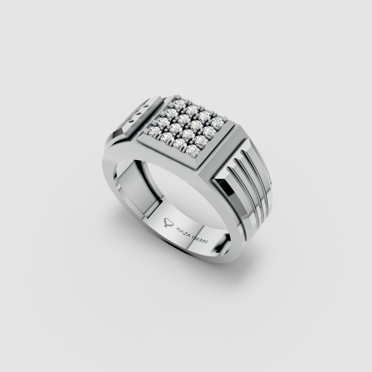 Iris – 18K Solid Gold Pave Moissanite Square Signet Ring