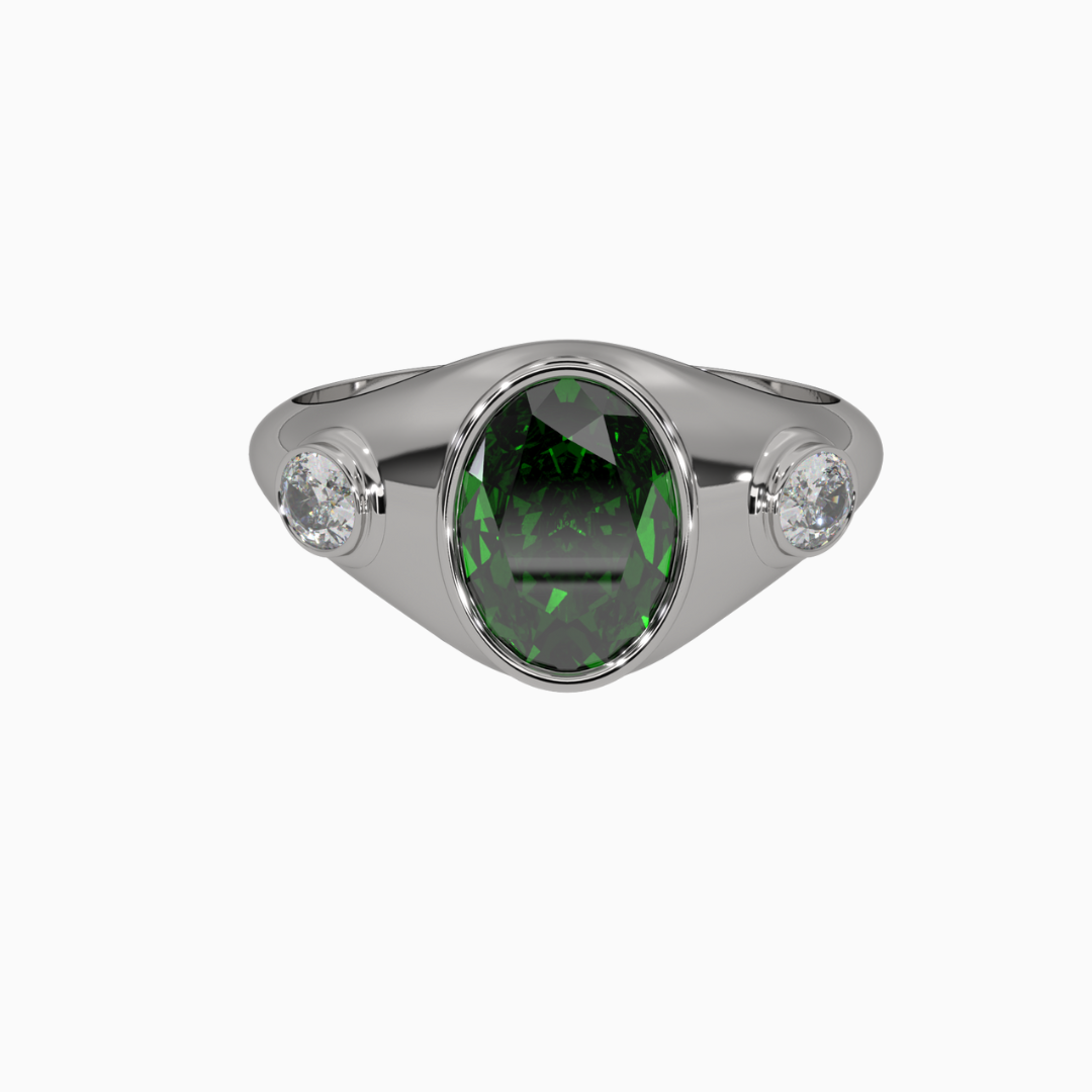 Muhsina Emerald Ring in Silver
