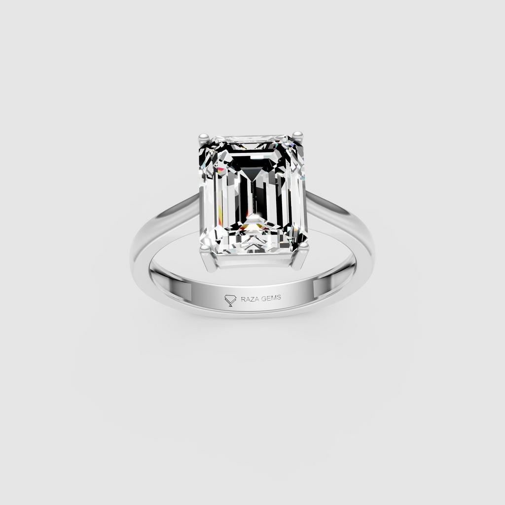 Monolith – Classic Emerald-Cut Moissanite Engagement Ring in 18KT Gold