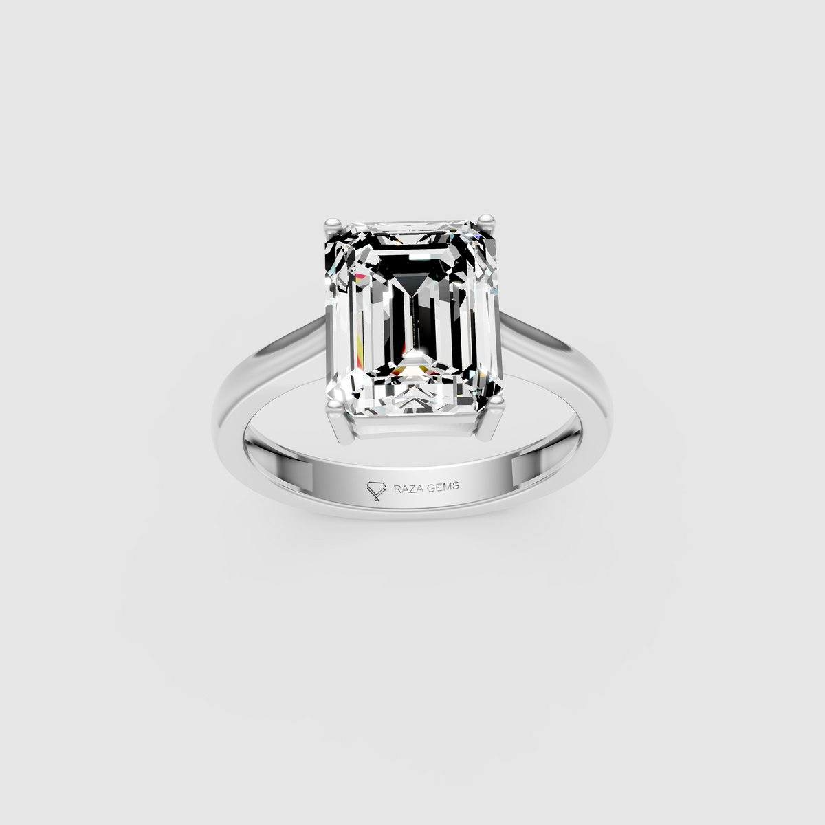 Monolith – Classic Emerald-Cut Moissanite Engagement Ring in 18KT Gold