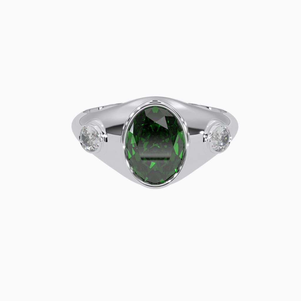 Nihal Emerald Ring in White Gold