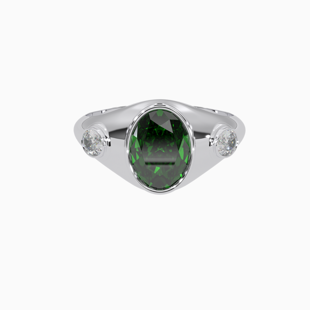 Nihal Emerald Ring in White Gold