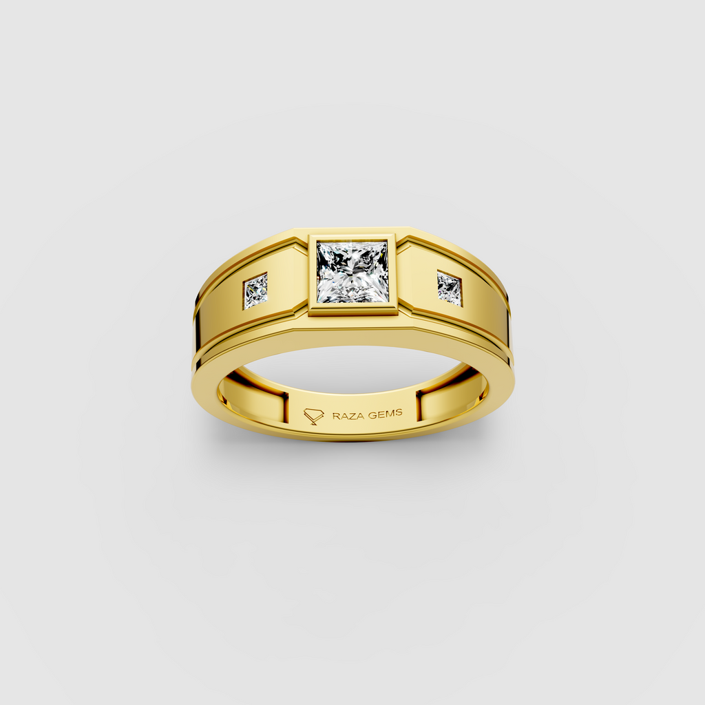 Luna – 18K Gold Trio Princess Cut Moissanite Architectural Ring