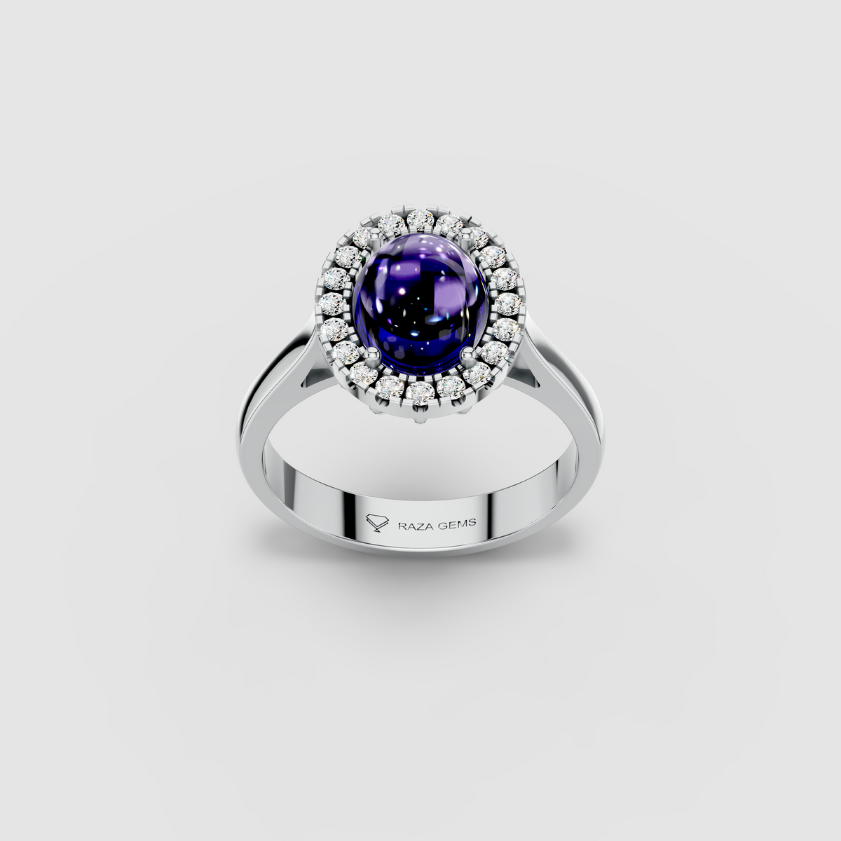 Naomi - Solid 18K Gold Smooth Tanzanite & Moissanite Ring