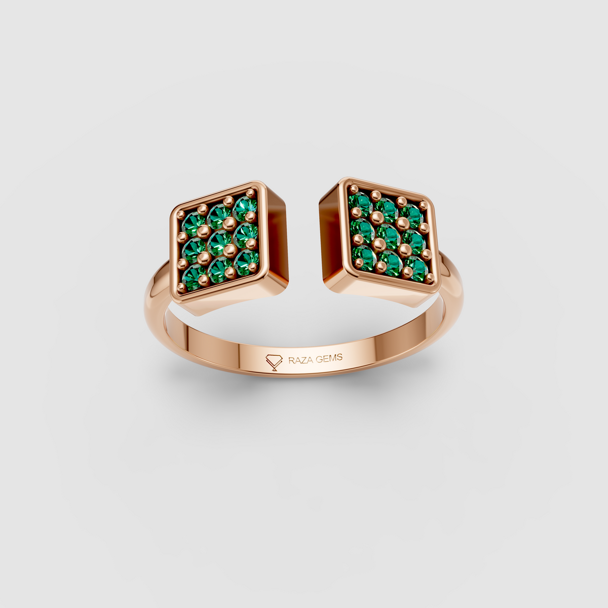 Delilah - Modern Open-Front Emerald Cluster Statement Ring in 18K Gold