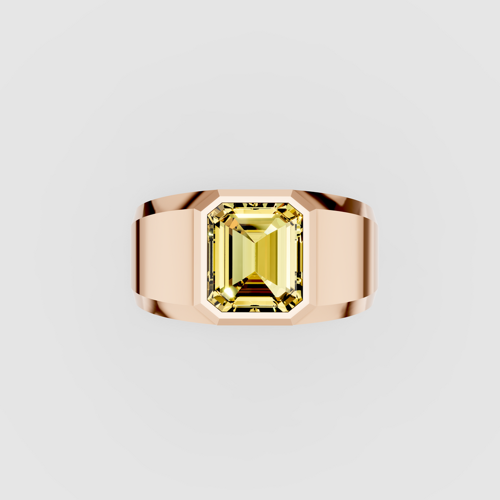 Evelyn - Solid 18K Gold Radiant Emerald-Cut Yellow Sapphire Ring